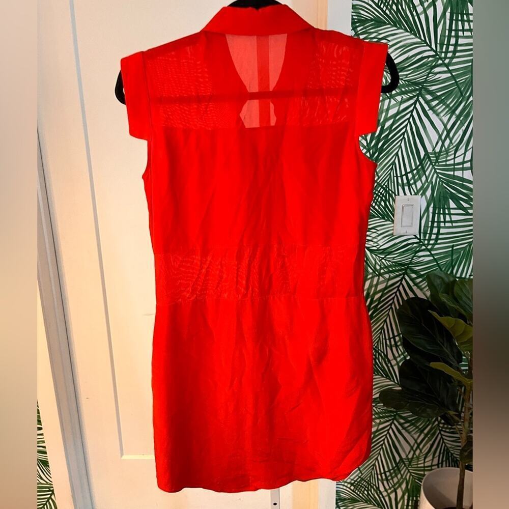 T by Alexander Wang Red Sheer Silk Shirt Dress XS - Picture 4 of 9